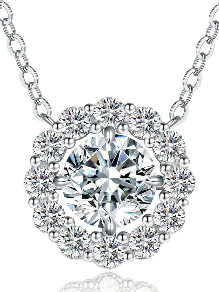 Moissanite Necklaces For Women, 925 Sterling Silver Fine Jewelry For Her, Birthd
